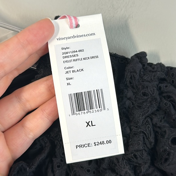 NWT Vineyard Vines Black Eyelet Tiered Ruffle Neck Dress Size XL - Picture 8 of 15